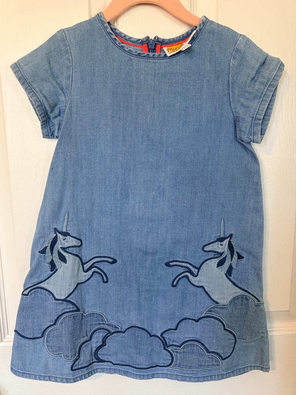 MB Girls Blue Denim Unicorn Dress - Lightweight A-Line